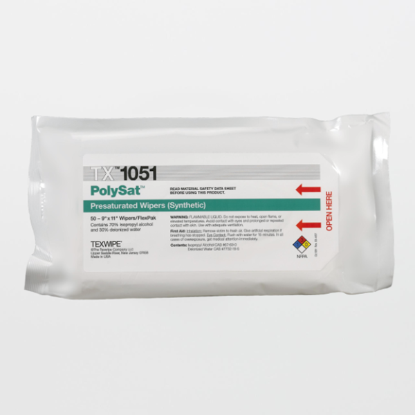 Texwipe TX1051 PolySat 9" x 11" Polypropylene Cleanroom Wiper Pre-Wetted 70% IPA