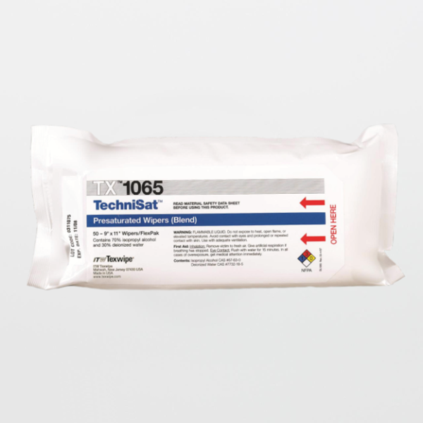 Texwipe TX1065 TechniSat 9" x 11" Cellulose/Polyester Cleanroom Wiper Pre-Wetted 70% IPA