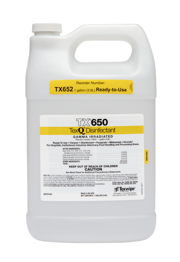 Texwipe TX652 TexQ Sterile Disinfectant Ready-to-Use (1 Gallon Bottle, 4/Case)